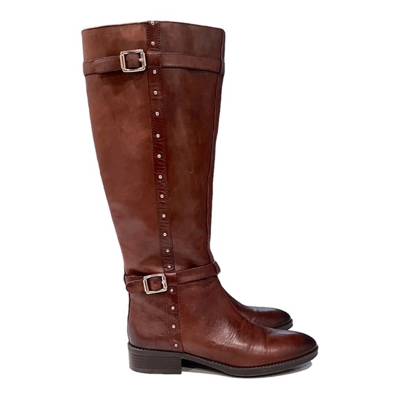 Vince Camuto Shoes - VINCE CAMUTO Preslen Brown Leather Tall Riding Boots, size 7